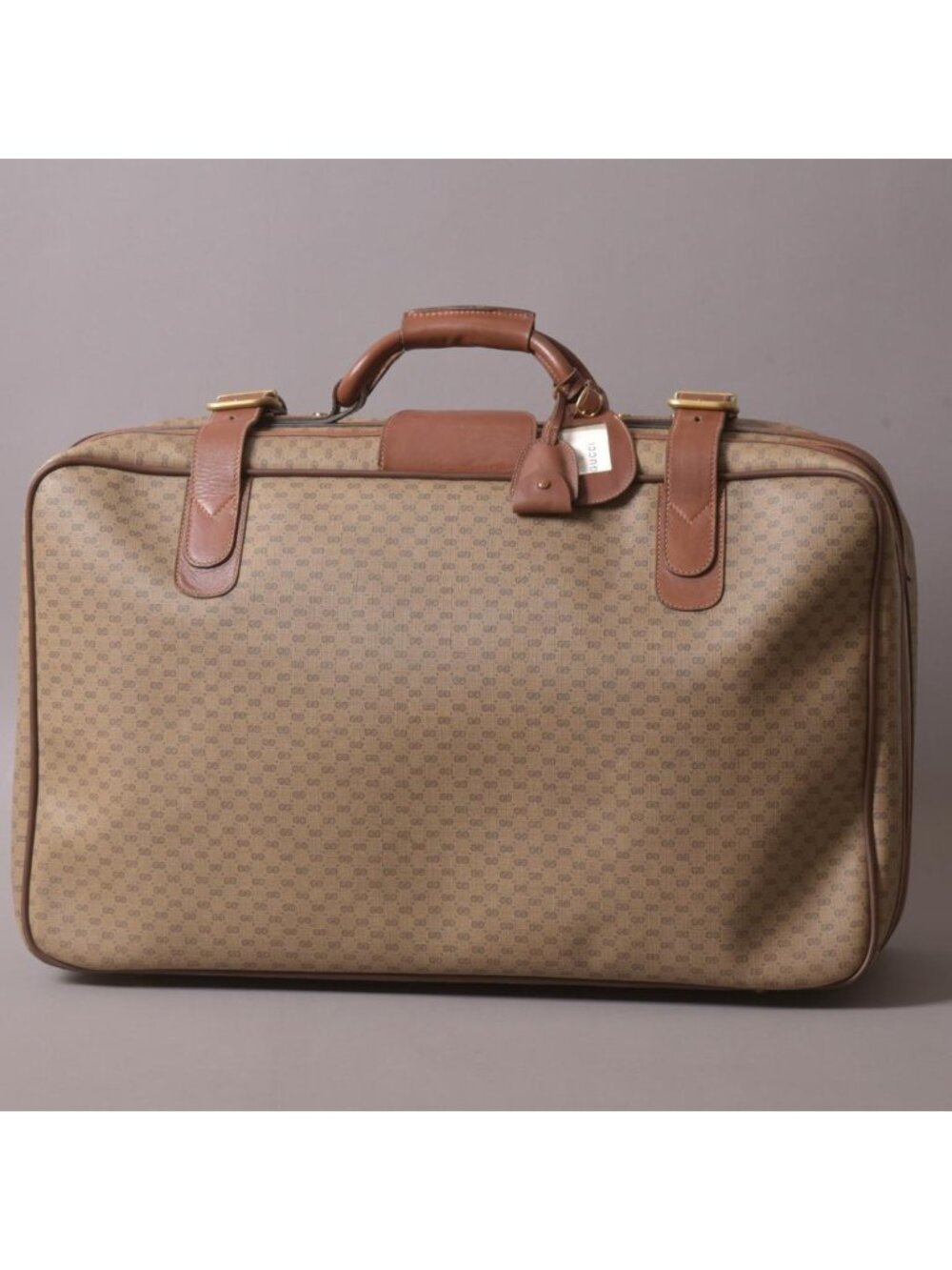 Gucci Vintage Micro GG Boston Bag Leather Brown